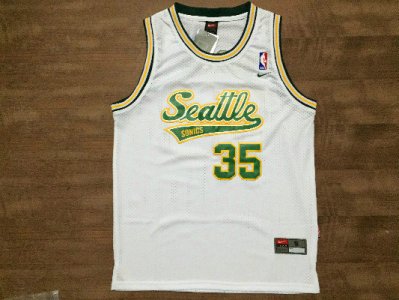 Maillot De Basket Seattle Supersonics Kevin Durant 35 Engrener Retro Blanc